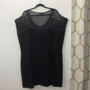 City Chic Black Bodycon Short Sleeve Sheer Panel